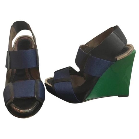 green wedge heels
